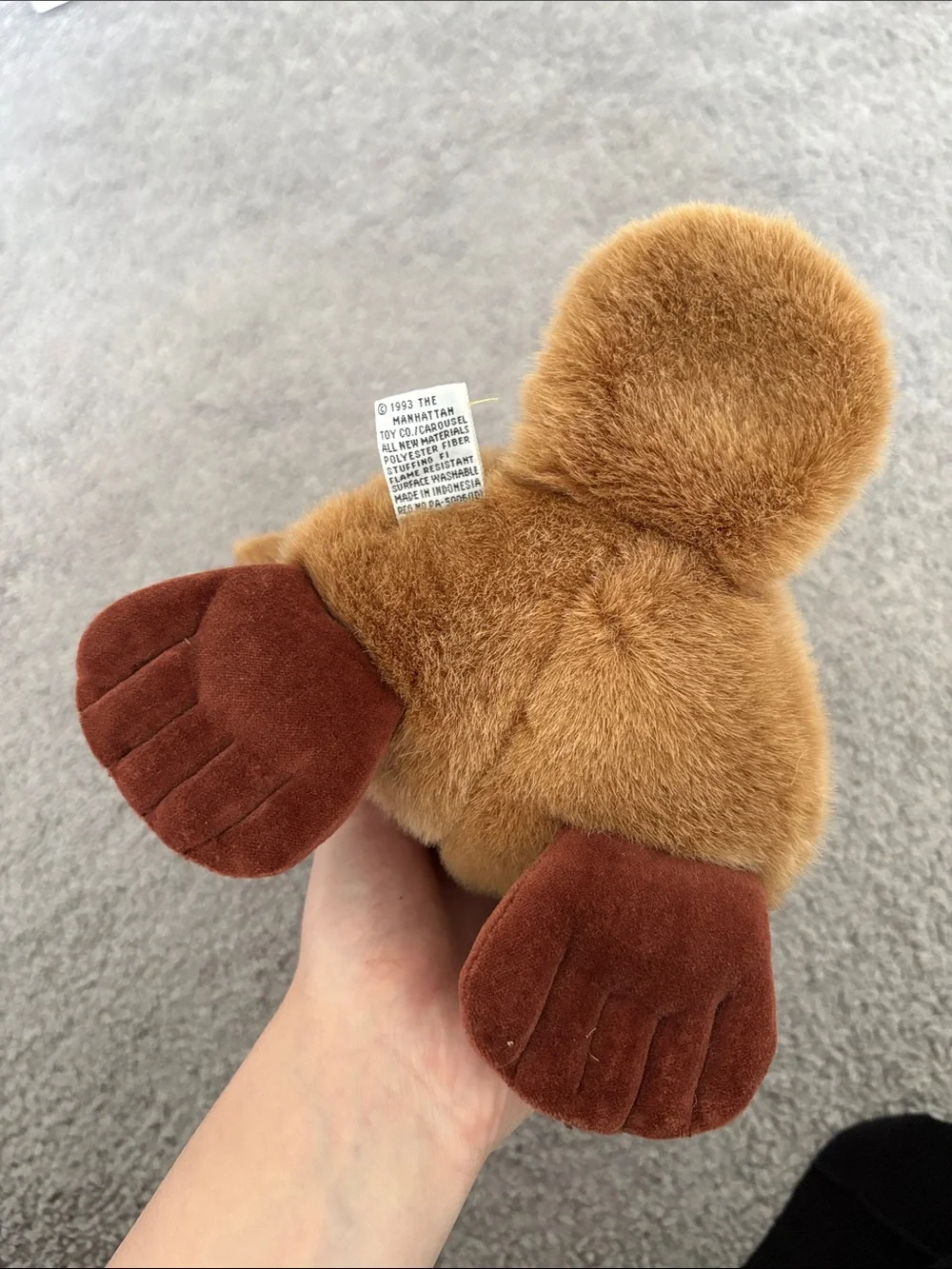 Manhattan Toy Company 1993 Platypus Plush Brown Vintage Stuffed Animal